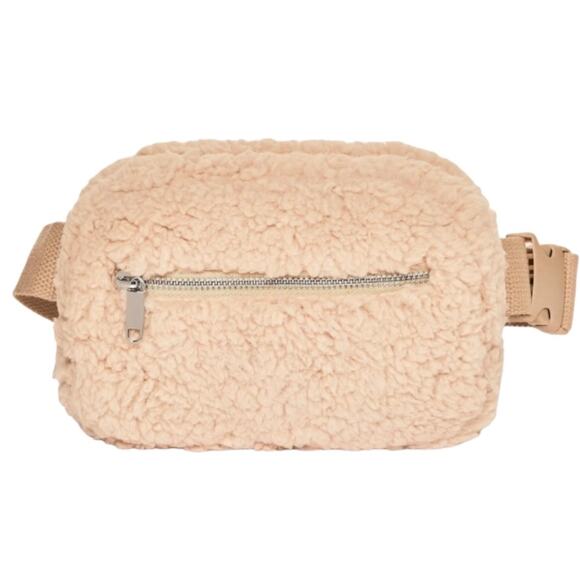 New Wild Fable Teddy Bear Fuzzy Fanny Pack Beige - Picture 2 of 4